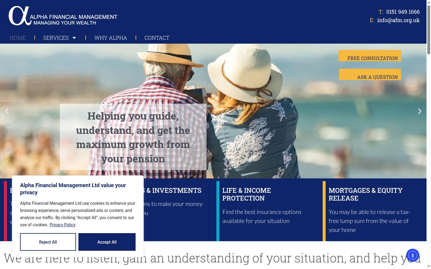 Screenshot of the consent banner shown before any interaction