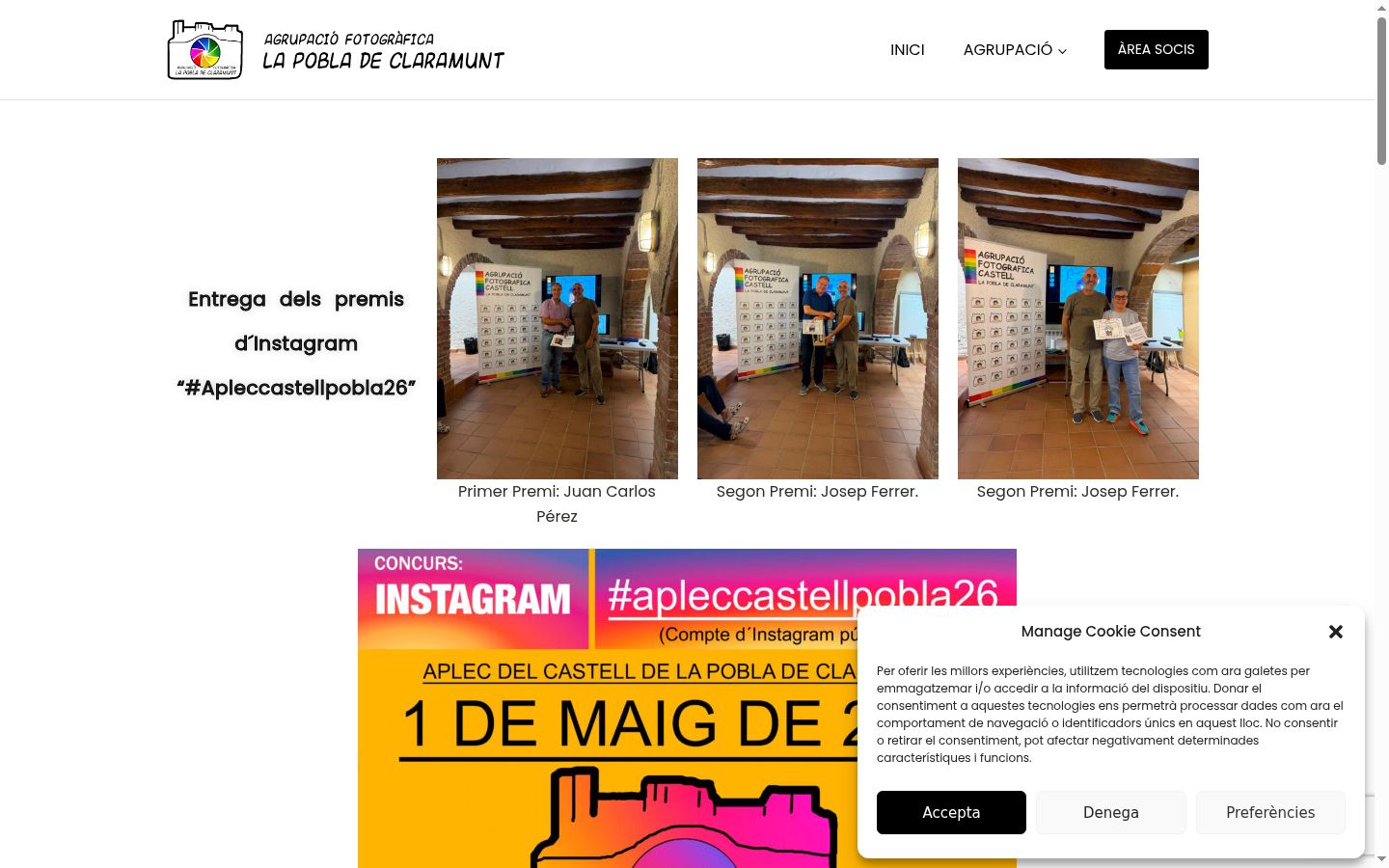 Screenshot del banner di consenso mostrato prima di qualsiasi interazione