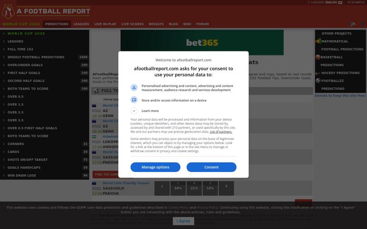 Screenshot of afootballreport.com