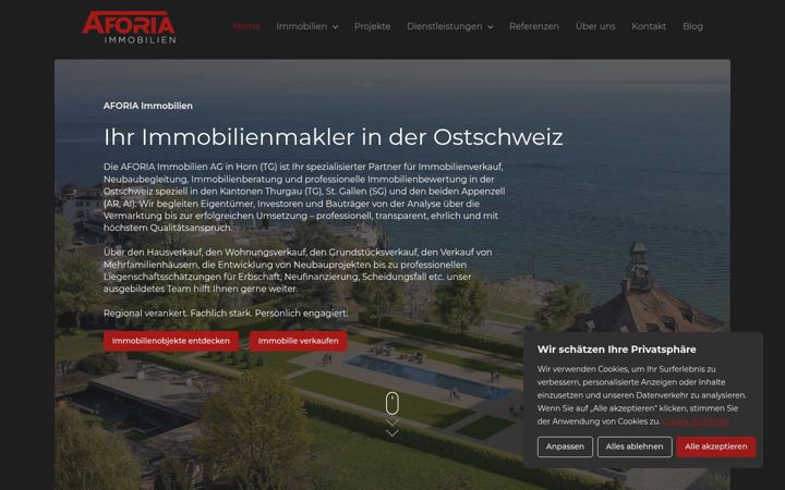 Screenshot stránky aforia.ch