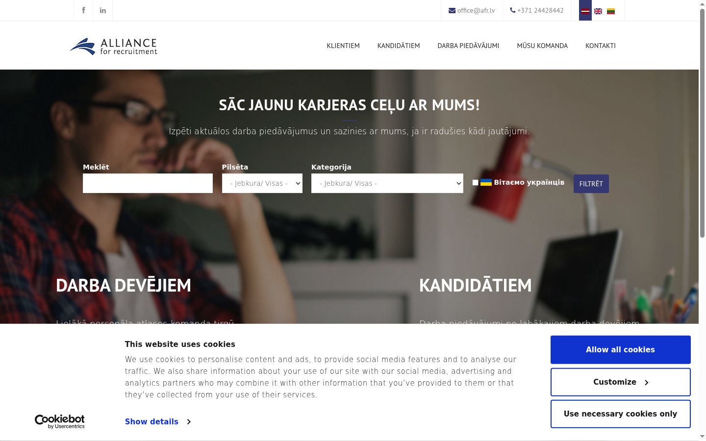 Screenshot tal-banner tal-kunsens muri qabel kwalunkwe interazzjoni
