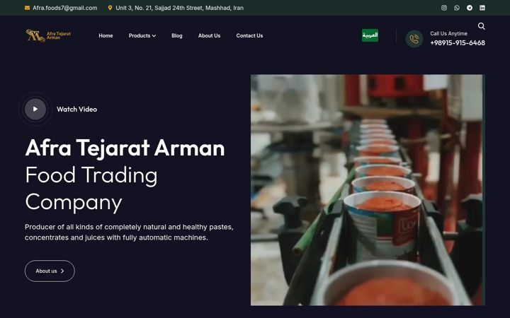 Képernyőkép: afra-foods.com