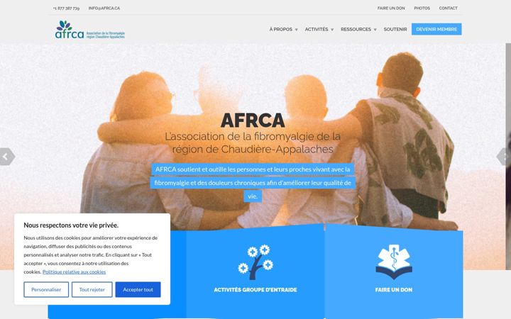 Screenshot of afrca.ca