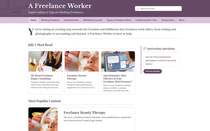 Screenshot of afreelanceworker.co.uk