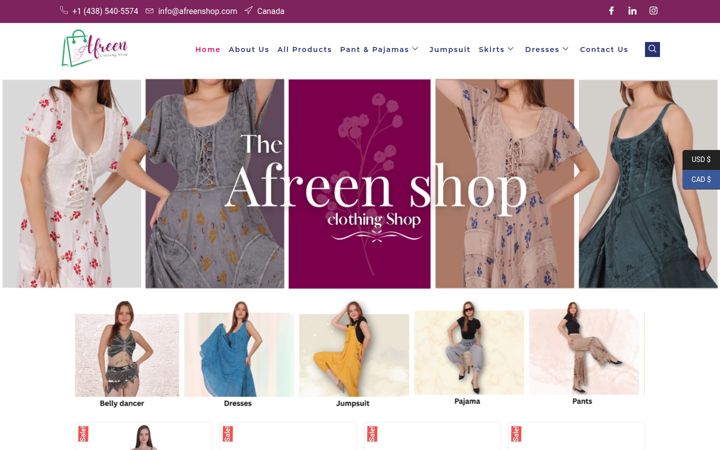 Snímek obrazovky afreenshop.com