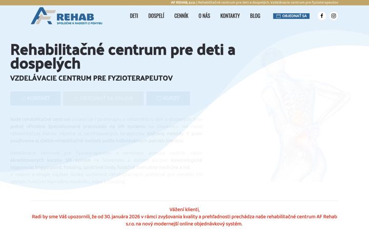 Snímek obrazovky afrehab.sk