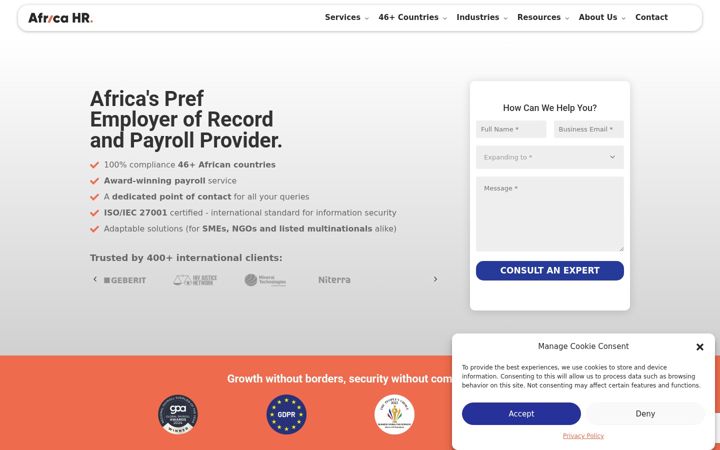 Screenshot of africa-hr.com