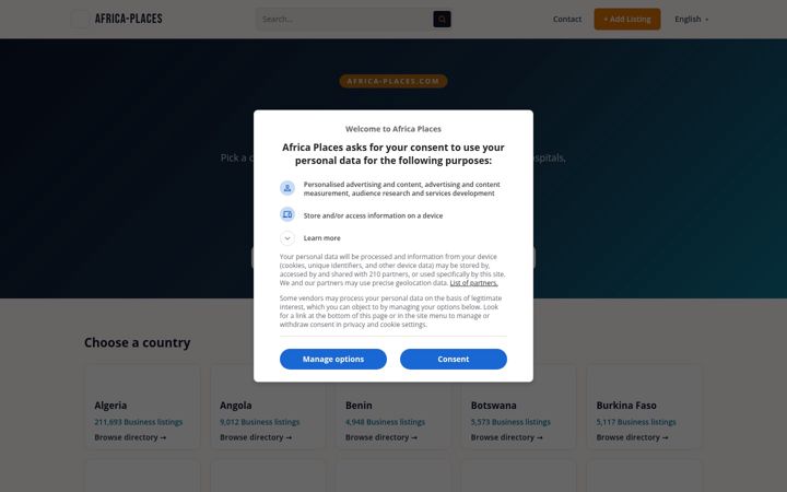Screenshot of africa-places.com