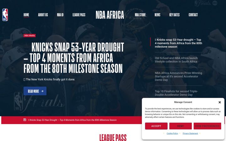 Screenshot of africa.nba.com