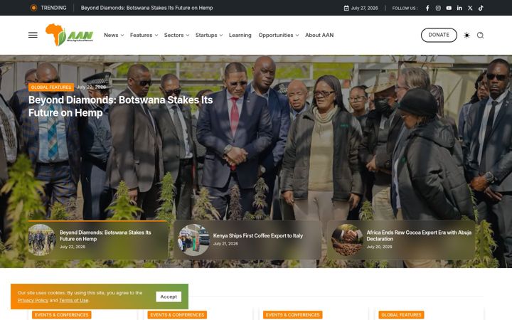 Screenshot of africaagriculturalnetwork.com