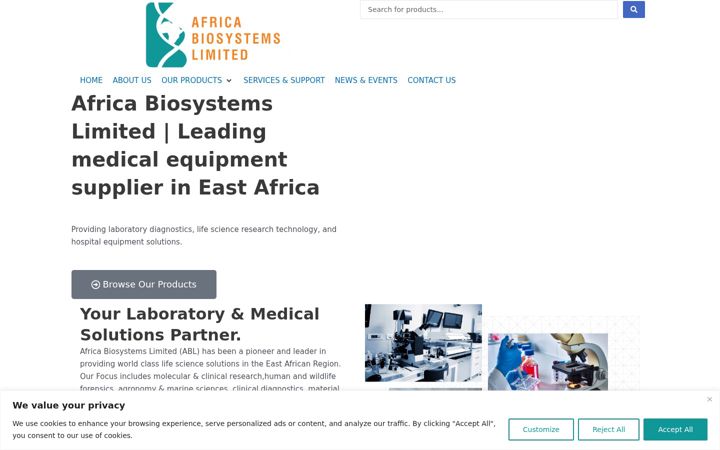 Screenshot of africabiosystems.com