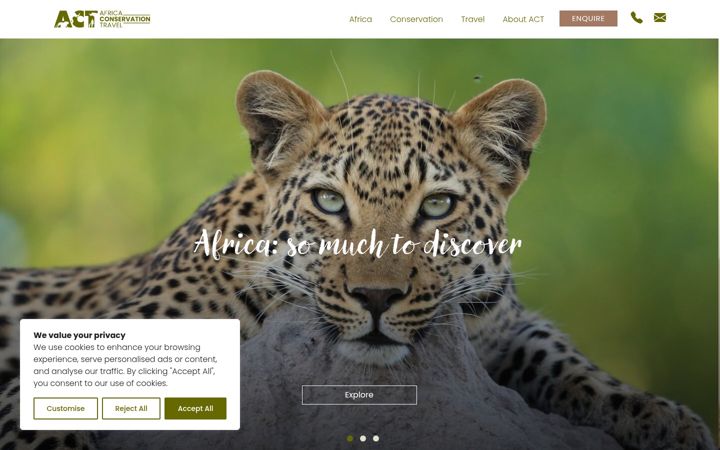 Screenshot of africaconservationtravel.com