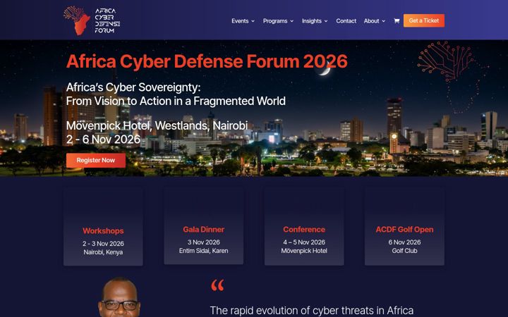 Screenshot of africacyberdefenseforum.com