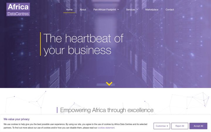 Screenshot of africadatacentres.com