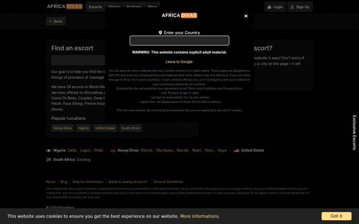 Screenshot of africadivas.com