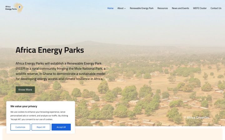 Screenshot di africaenergyparks.eu
