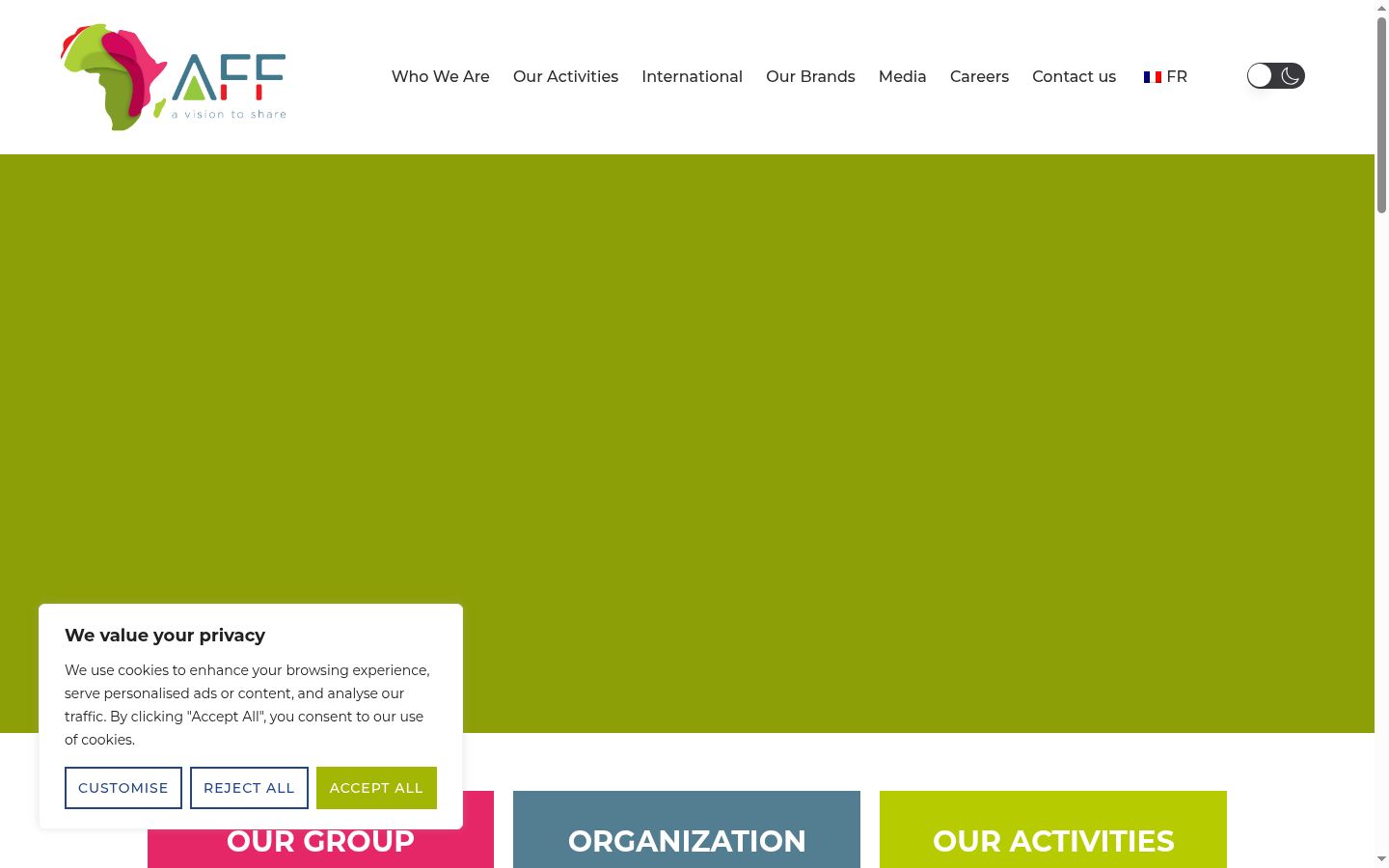 Screenshot des Einwilligungsbanners vor jeglicher Interaktion