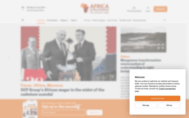 Screenshot of africaintelligence.com