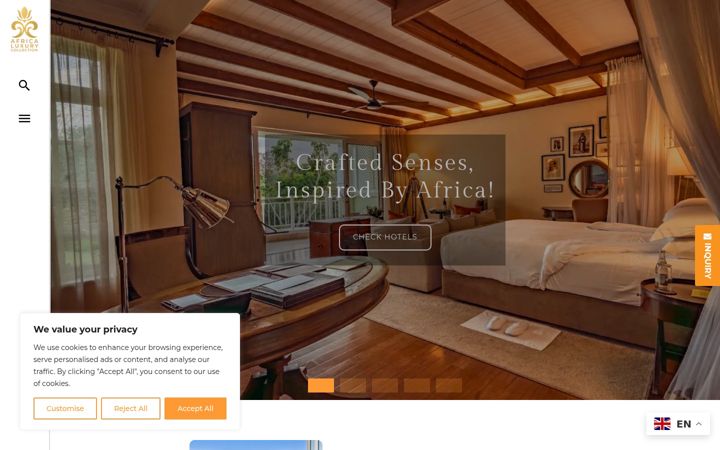 Screenshot of africaluxurycollection.com
