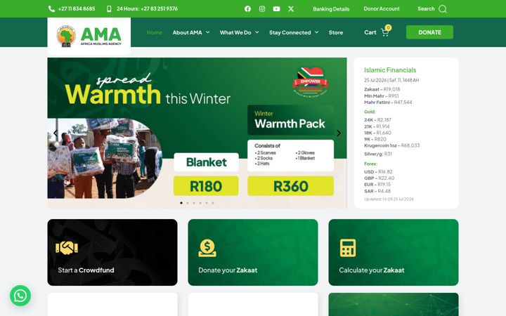 Screenshot of africamuslimsagency.co.za