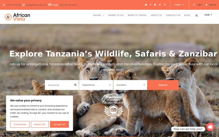 Screenshot of african-vista.com