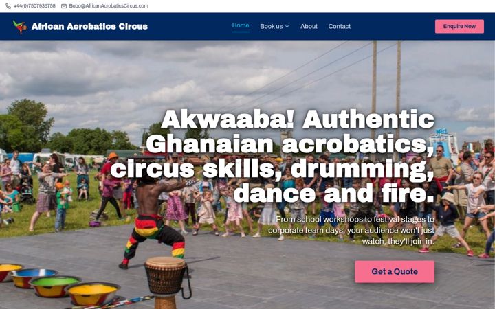 Screenshot of africanacrobaticscircus.com