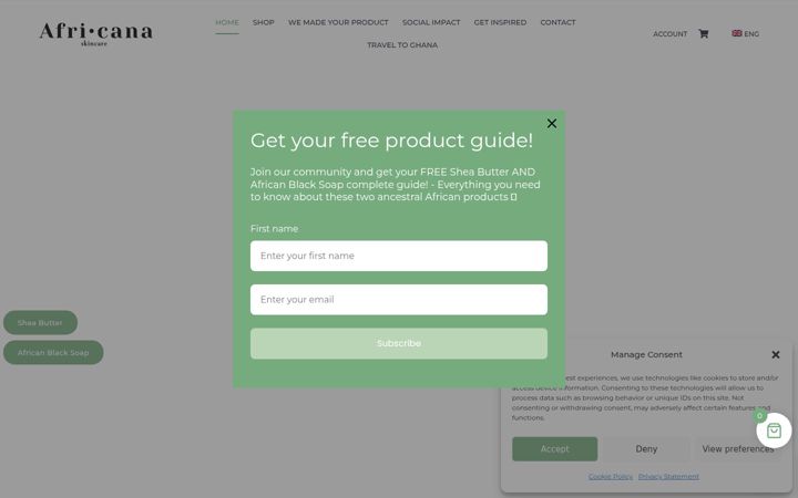 Screenshot von africanaskincare.com