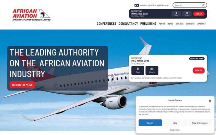 Screenshot of africanaviation.org