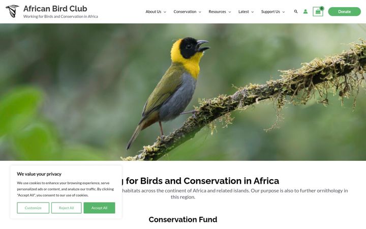 Screenshot of africanbirdclub.org