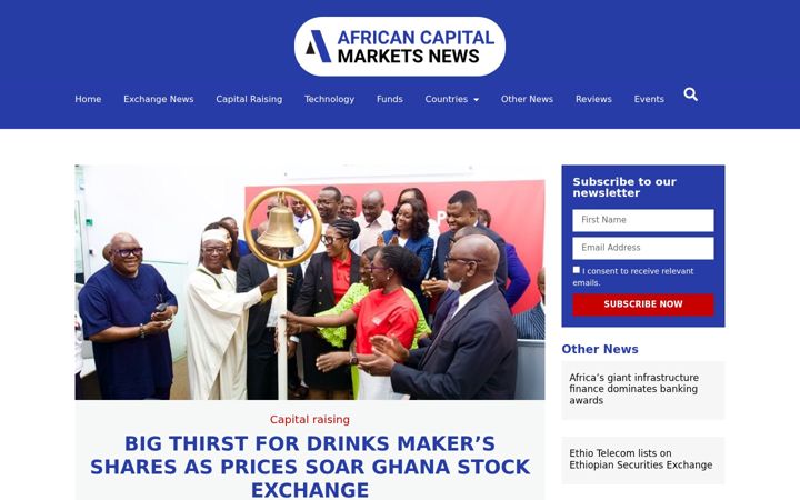 Screenshot von africancapitalmarketsnews.com