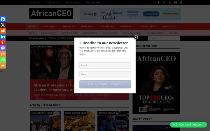 Screenshot of africanceomagazine.com