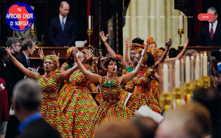 Screenshot of africanchoirofnorfolk.org