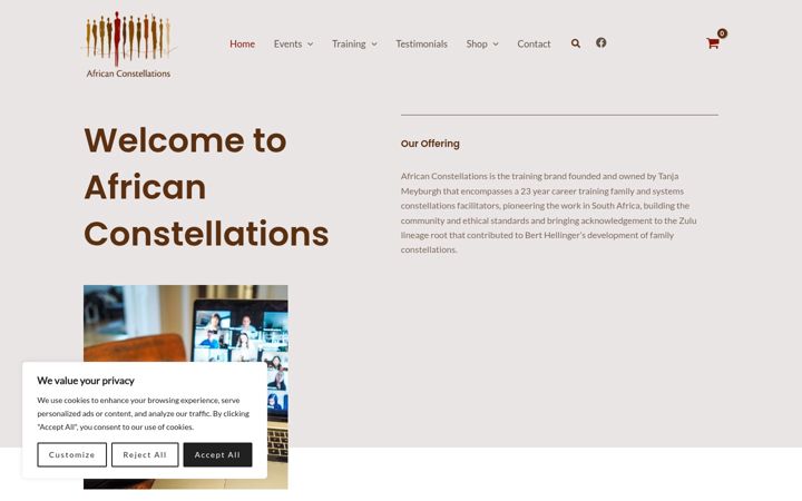 Posnetek zaslona africanconstellations.co.za