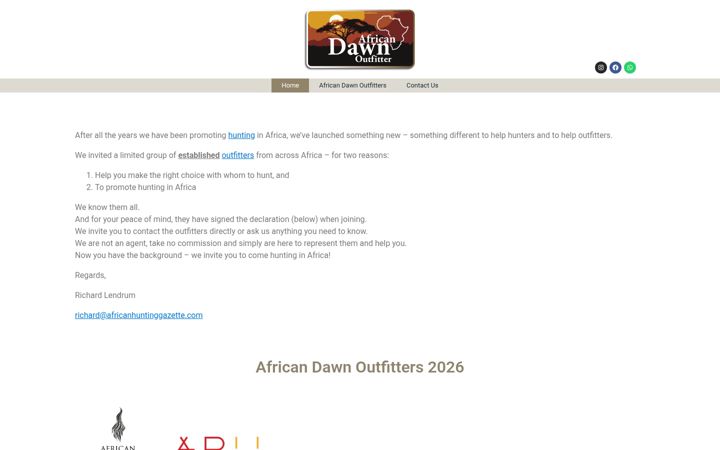 Posnetek zaslona africandawnoutfitters.com