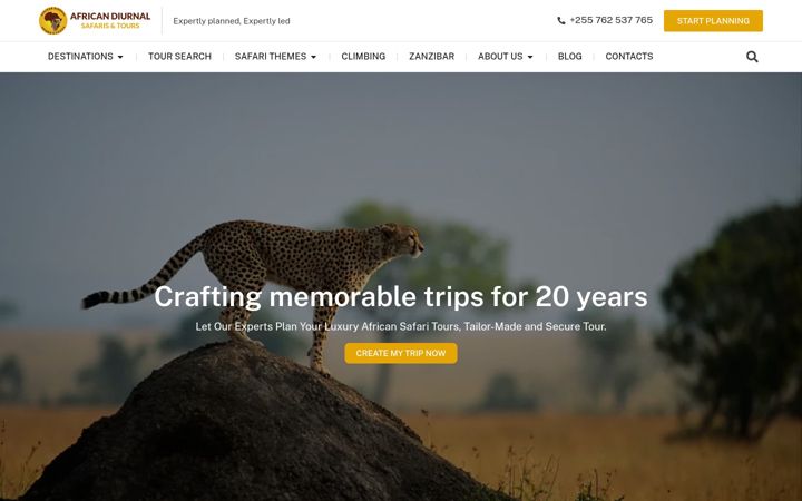 Posnetek zaslona africandiurnalsafaris.com