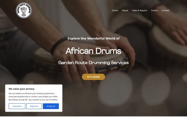 Posnetek zaslona africandrums.co.za
