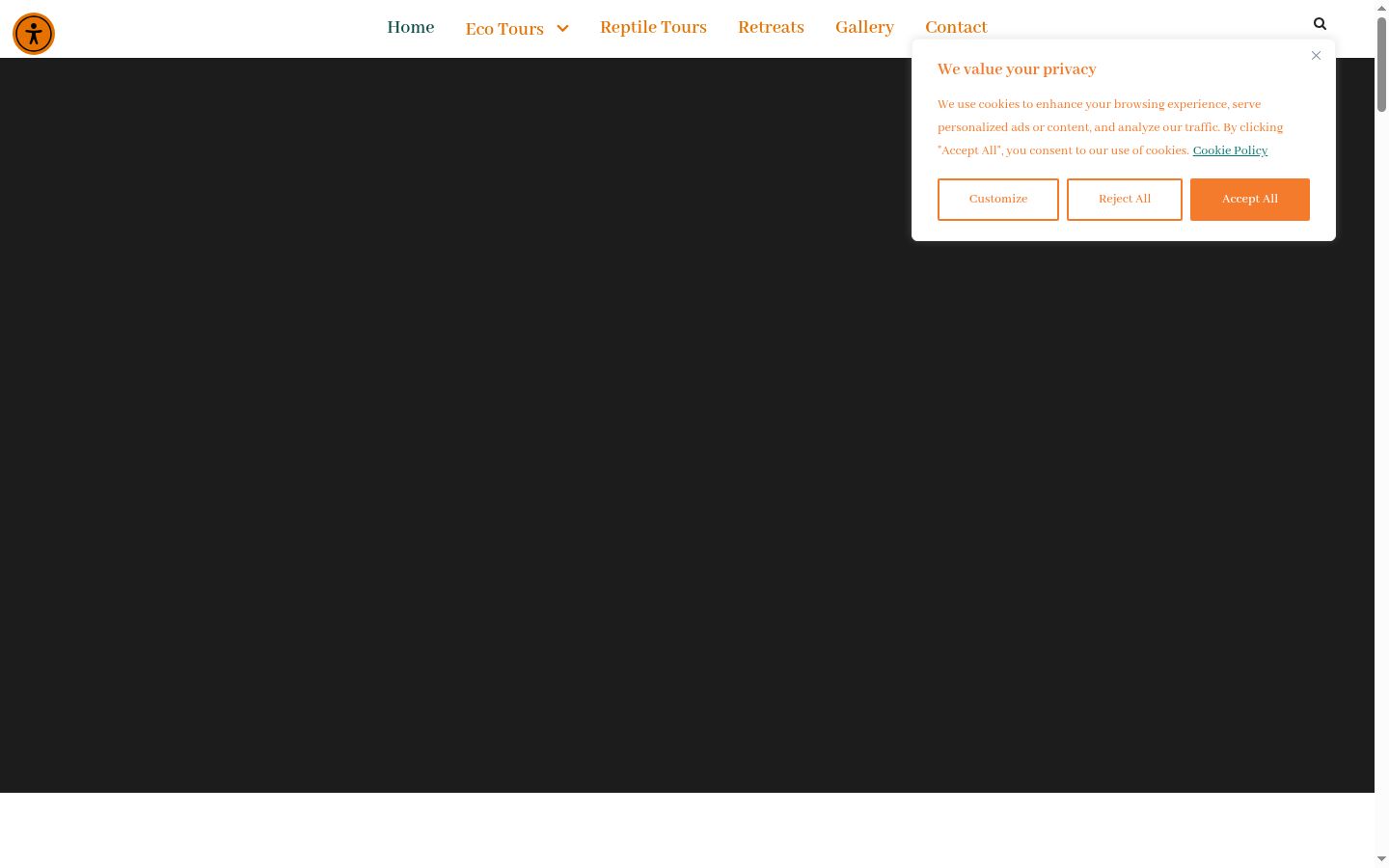 Captura de pantalla del banner de consentimiento mostrado antes de cualquier interacción
