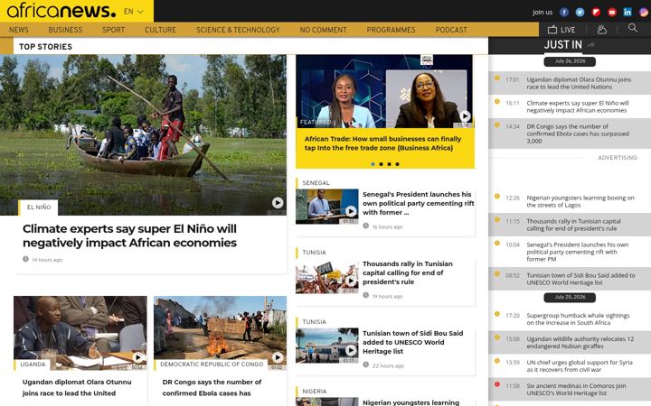 Screenshot του africanews.com