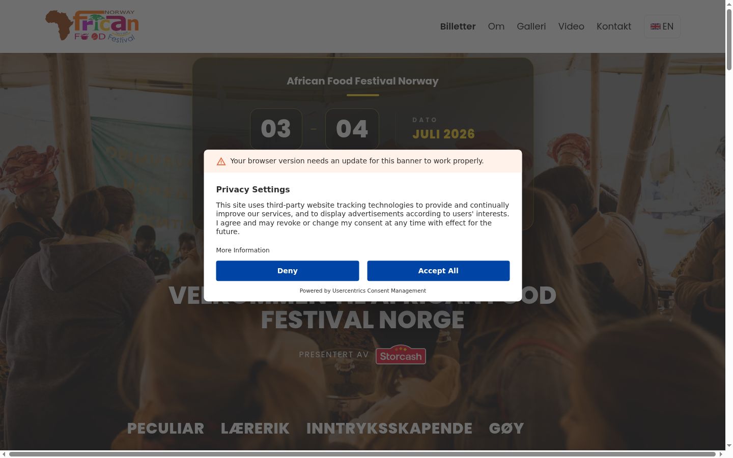 Screenshot of the consent banner shown before any interaction