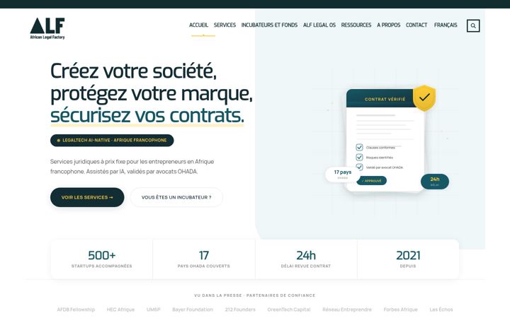 Screenshot of africanlegalfactory.com