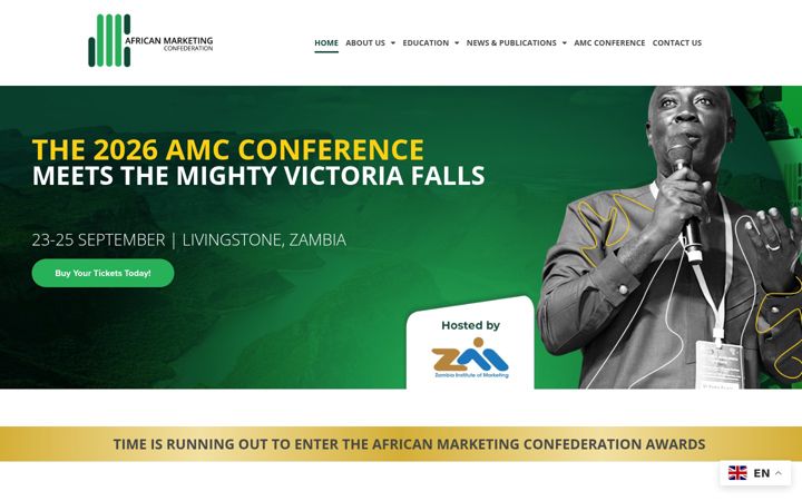 Kuvakaappaus sivustosta africanmarketingconfederation.org