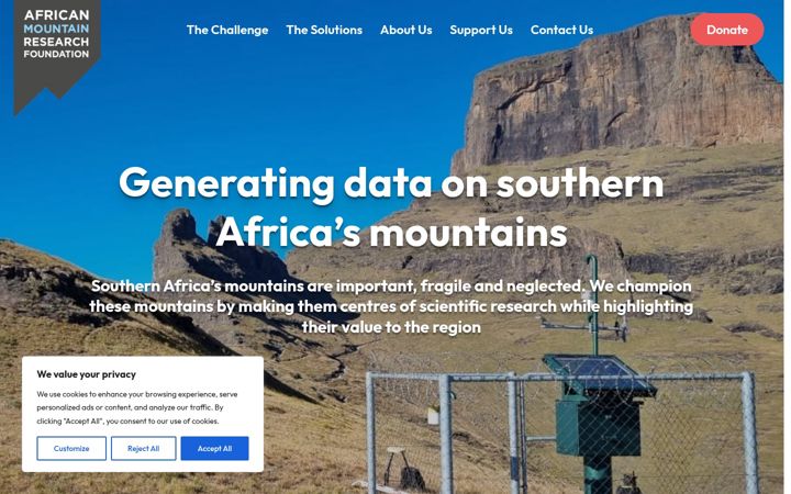 Screenshot of africanmountainresearch.com