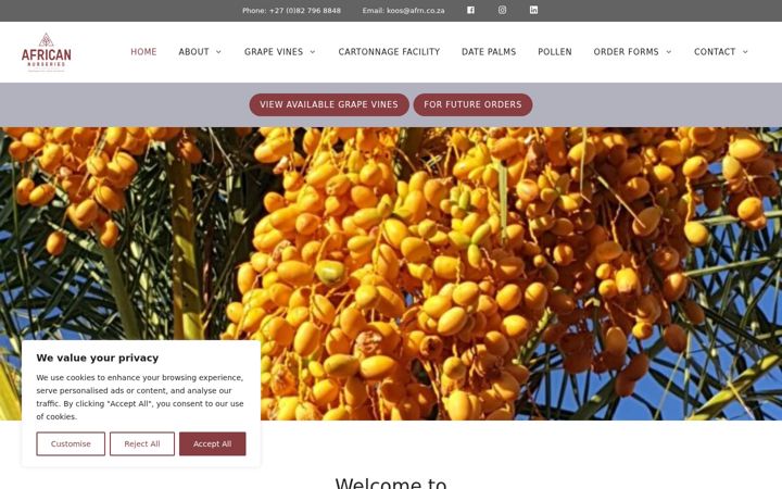 Screenshot of africannurseries.co.za