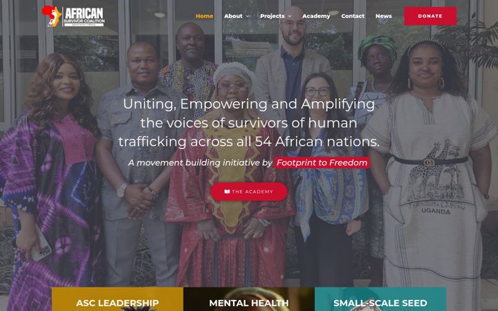 Kuvakaappaus sivustosta africansurvivorcoalition.org