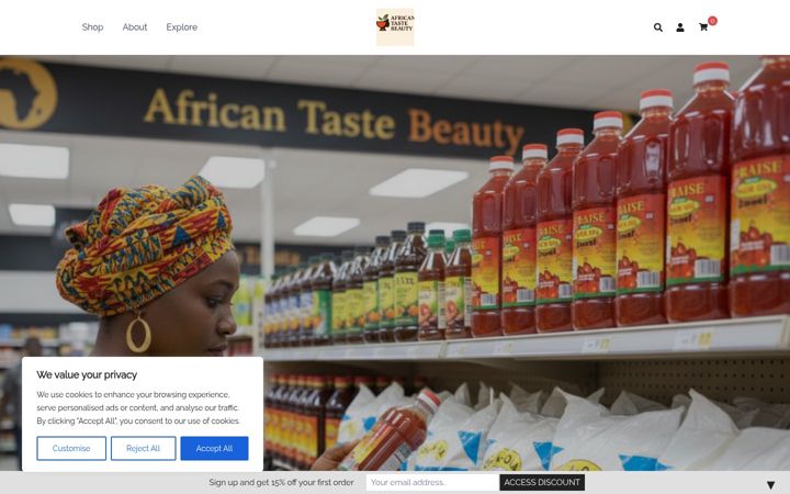 Snímek obrazovky africantastebeauty.com