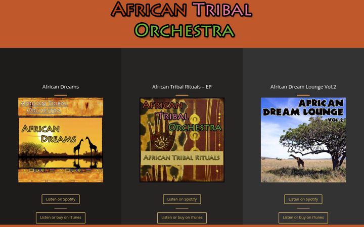 Snímek obrazovky africantribalorchestra.com