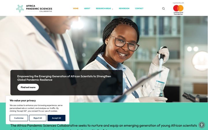 Kuvakaappaus sivustosta africapandemicsciences.org