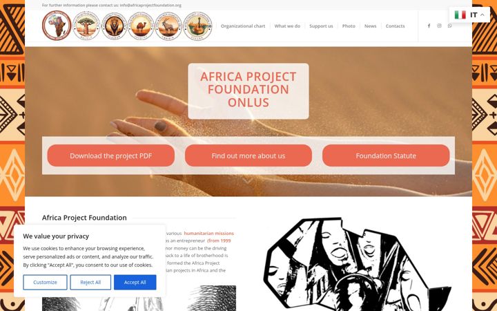 Kuvakaappaus sivustosta africaprojectfoundation.org