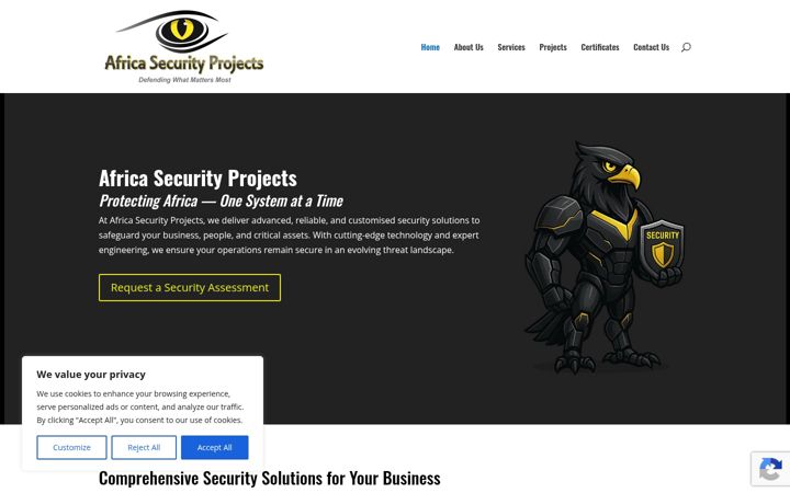 Captura de ecrã de africaprojects.net.za