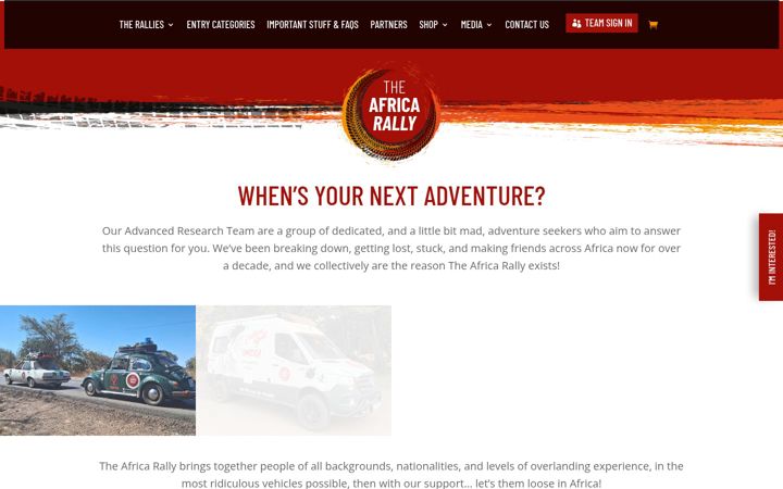 Snímek obrazovky africarally.com